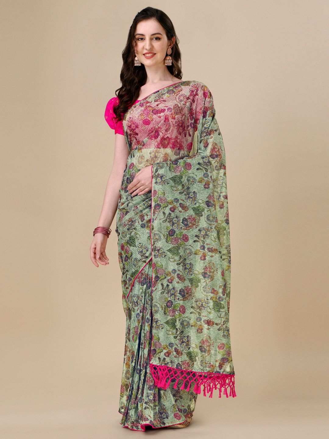 Fancy Embellished Silk Blend Saree with Blouse Piece
