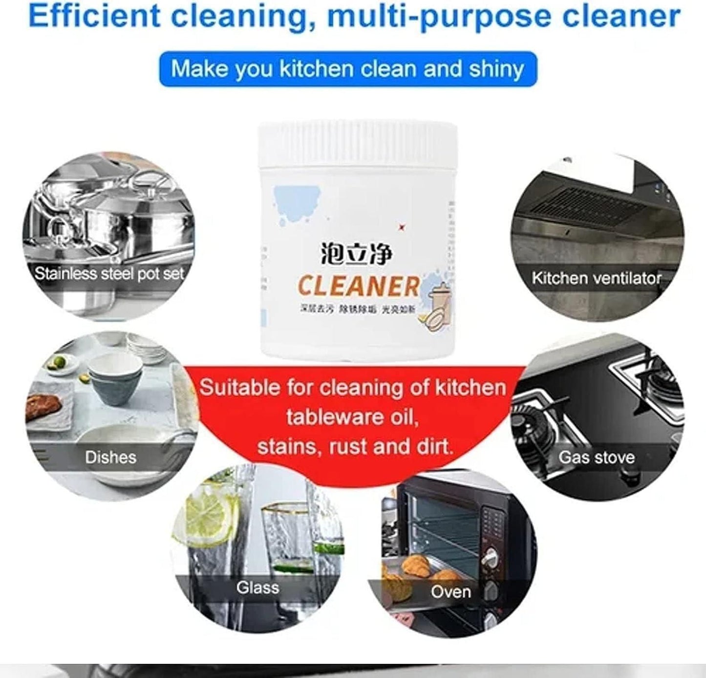 All-Purpose Foam Rust Remover Cleaning Powder for Kitchen (Pack of 1)