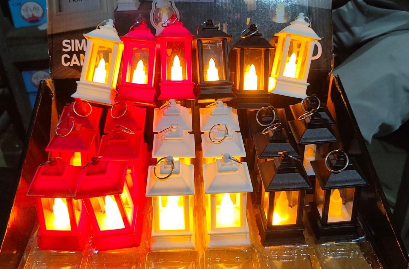 Pack of 3 Decorative Lanterns with Hanging LED Pillar Candles, Battery Operated