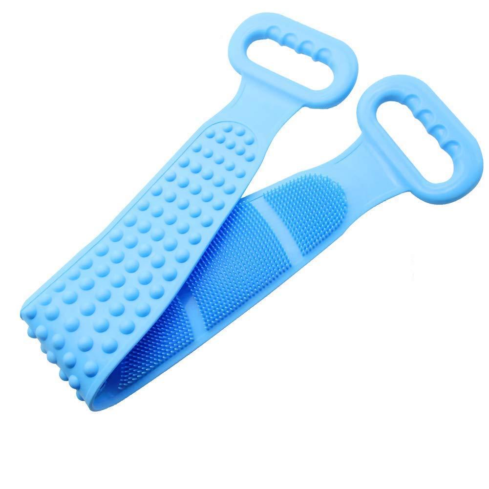 Bath Body Brush - Exfoliating Double-Sided Silicone Body Back Scrubber Belt with Scrub Pad (Medium)