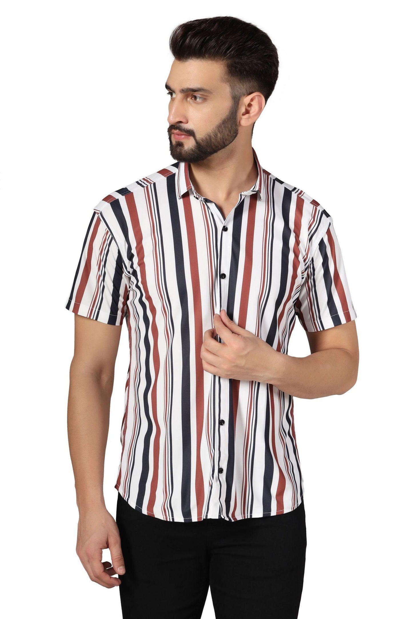 Lycra Printed half Sleeves Regular Fit Men's Casual Shirt