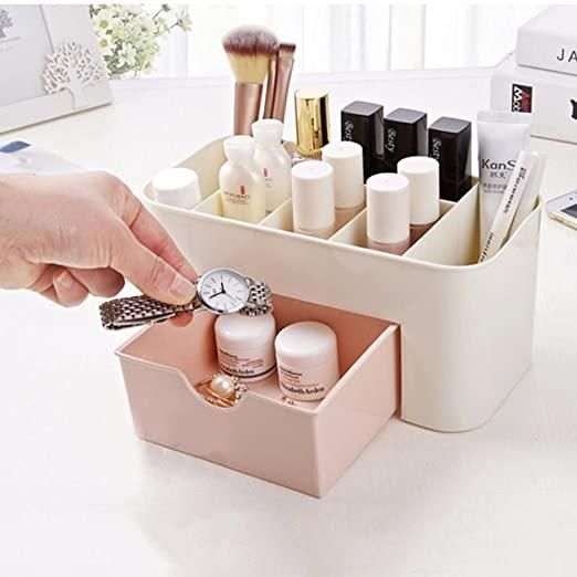 Multi-Functional Plastic Make Up Organizer Box with Desktop Table Organizer