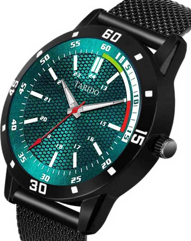 Analog Watch - For Men GREEN DIAL BLACK STRAP