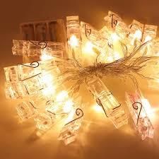 Photo Clip LED String Lights: 16 Lights for Hanging Photos at Birthday, Festival, Wedding, and Home Parties with Warm White Glow