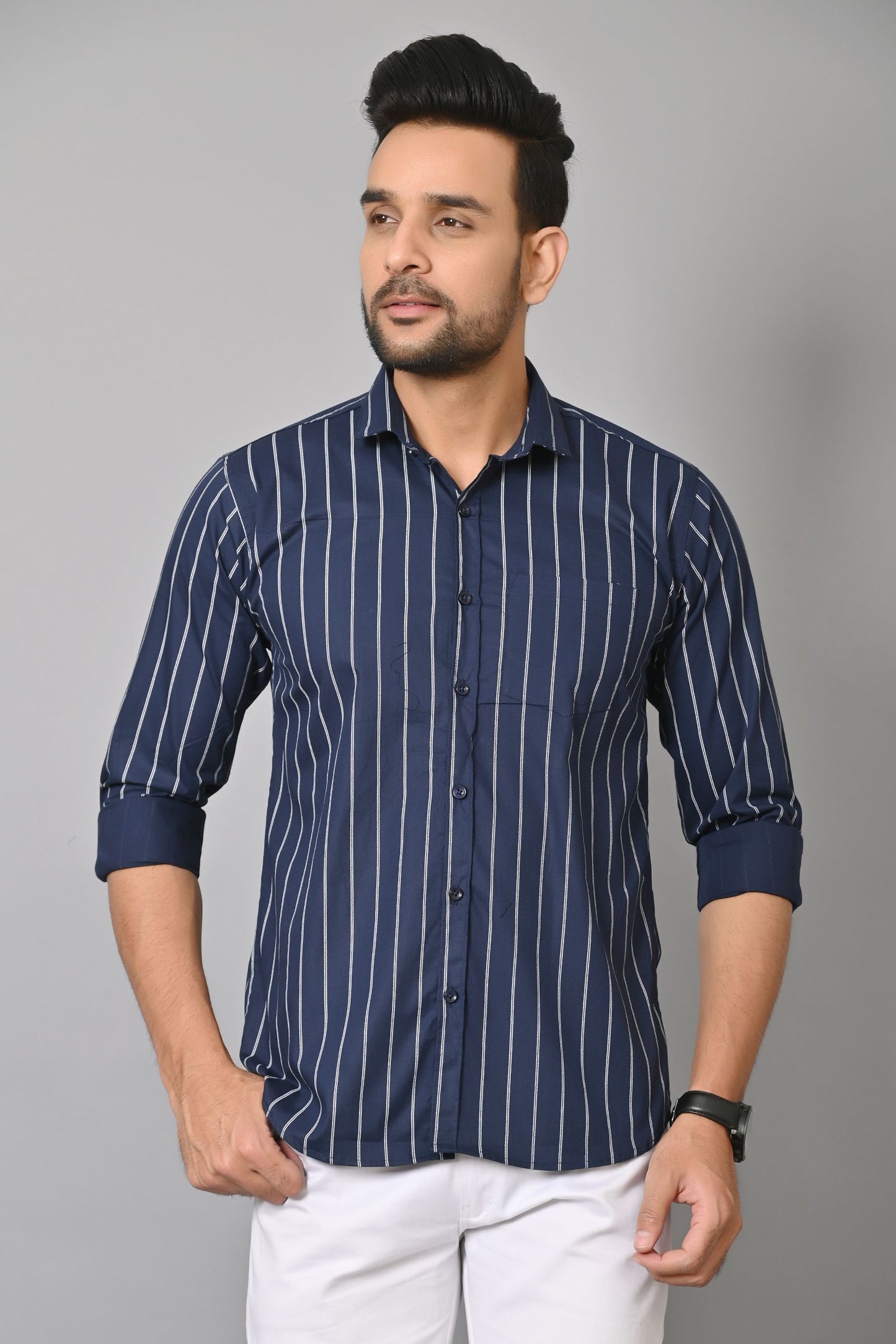 Gasperity Cotton Stripes Full Sleeves Men's Casual Shirt