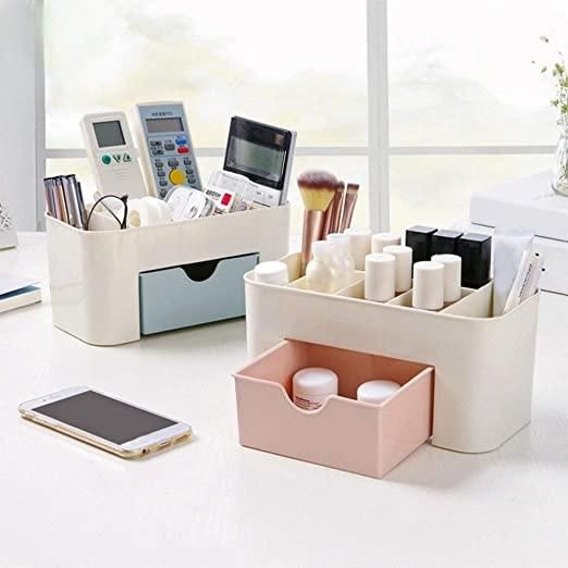 Multi-Functional Plastic Make Up Organizer Box with Desktop Table Organizer