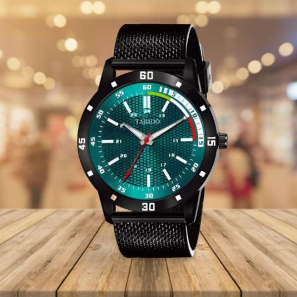 Analog Watch - For Men GREEN DIAL BLACK STRAP