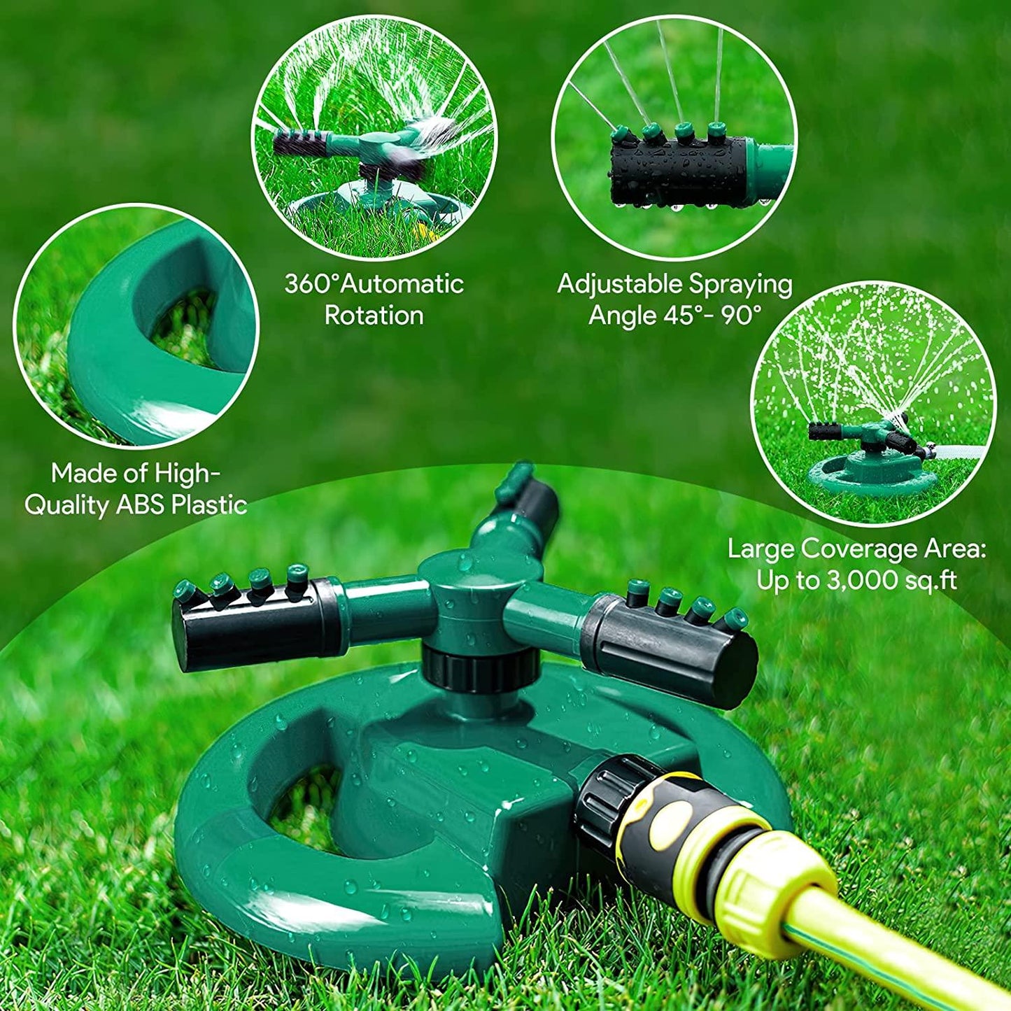 Garden Sprinkler, Adjustable 360 Degree Rotation Lawn Sprinkler