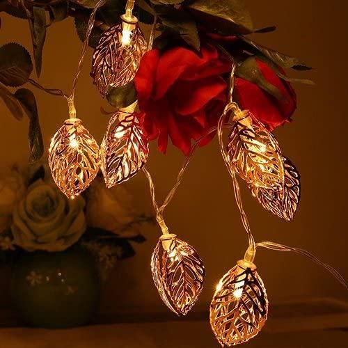 Metal Tree Leaf-Shaped 3D Decorative LED Fairy String Starry Lights with 14 Leaves