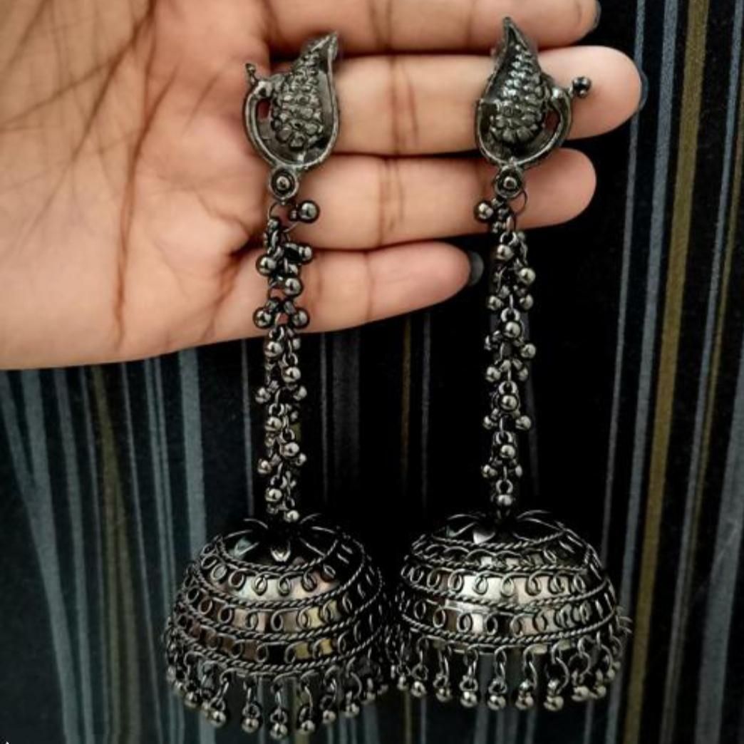 Traditional New Style Black Jhumkas Earrings For Women