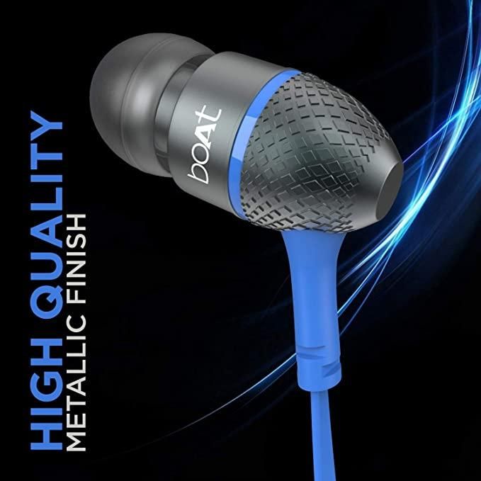 Metal 225 Earphones with Mic Headphone with Waterproof Case Wired Headset (Metal Black, With Carry Case, In the Ear)