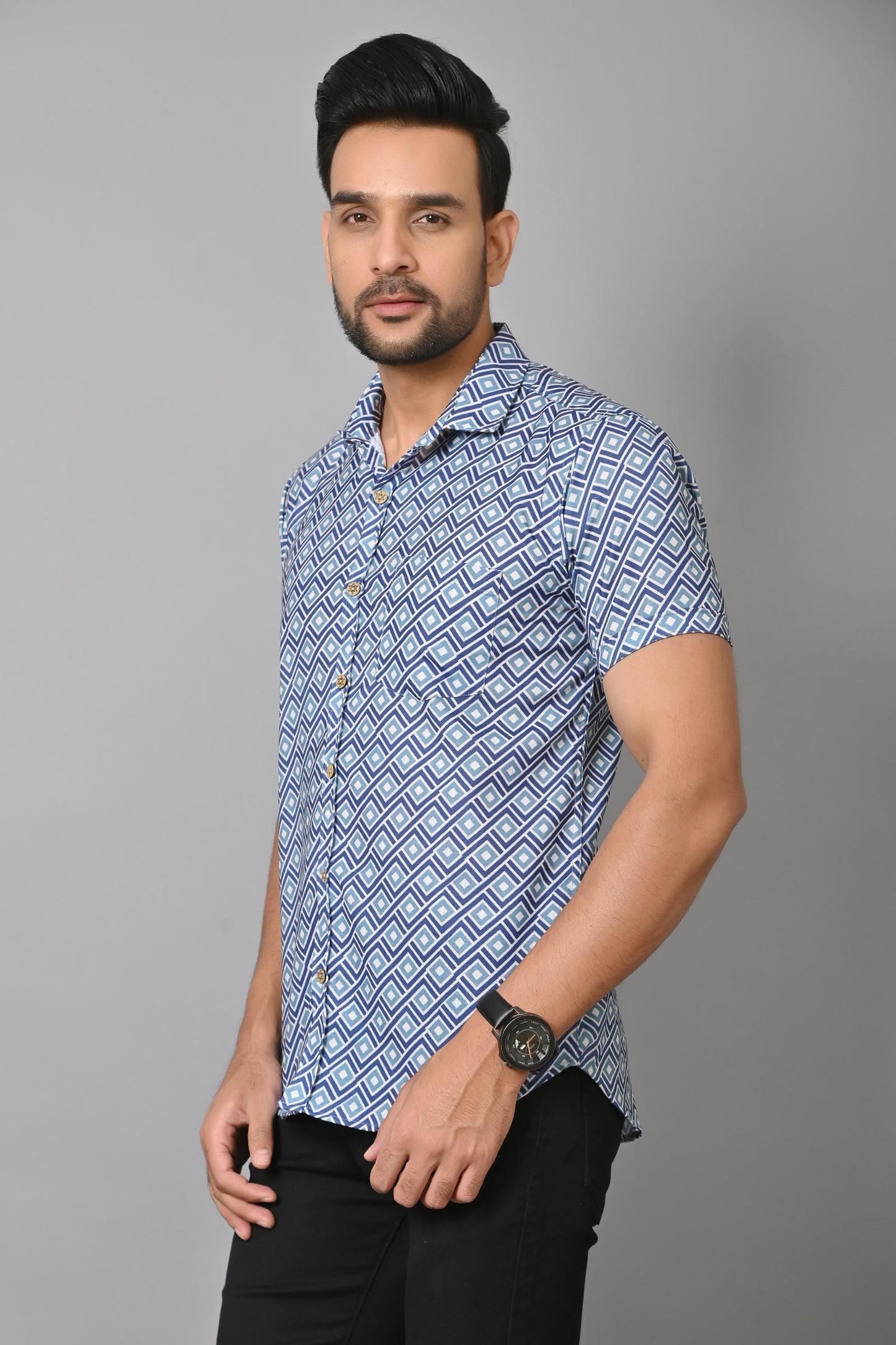 Gasperity Cotton Printed Half Sleeves Men's Casual Shirt