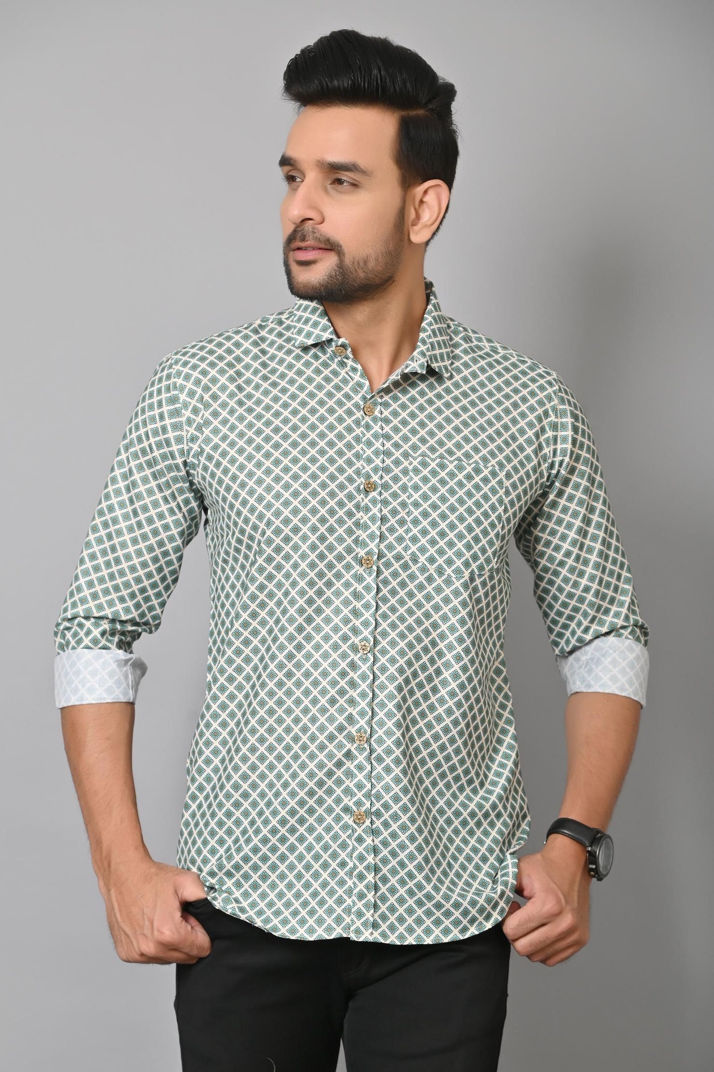 Gasperity Cotton Printed Full Sleeves Men's Casual Shirt