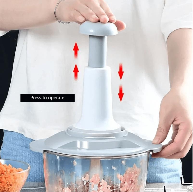 Large Manual Hand-Press Steel Food Chopper: Versatile Vegetable Mixer and Cutter