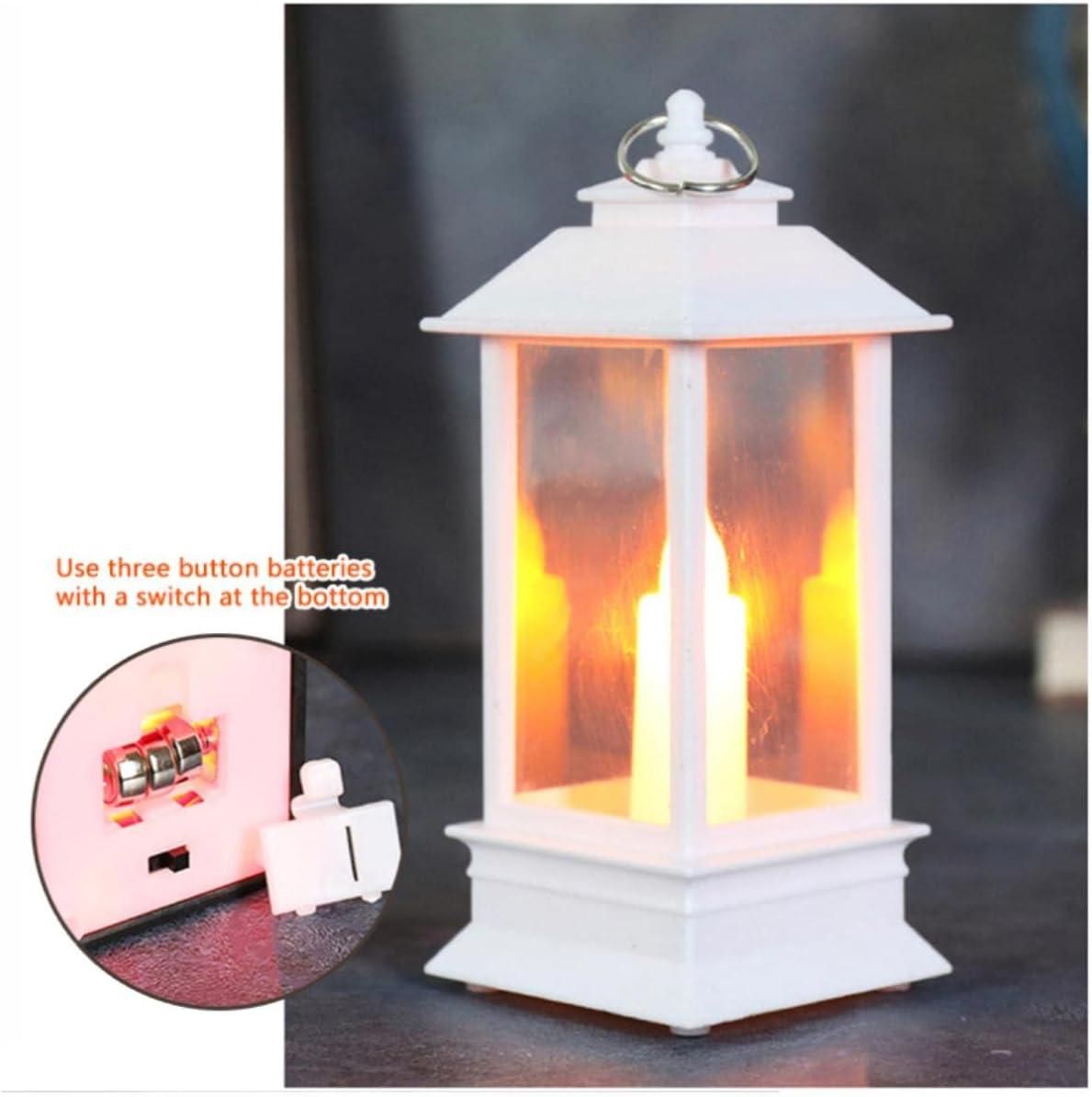 Pack of 6 Decorative Lanterns with Hanging LED Pillar Candles, Battery Operated