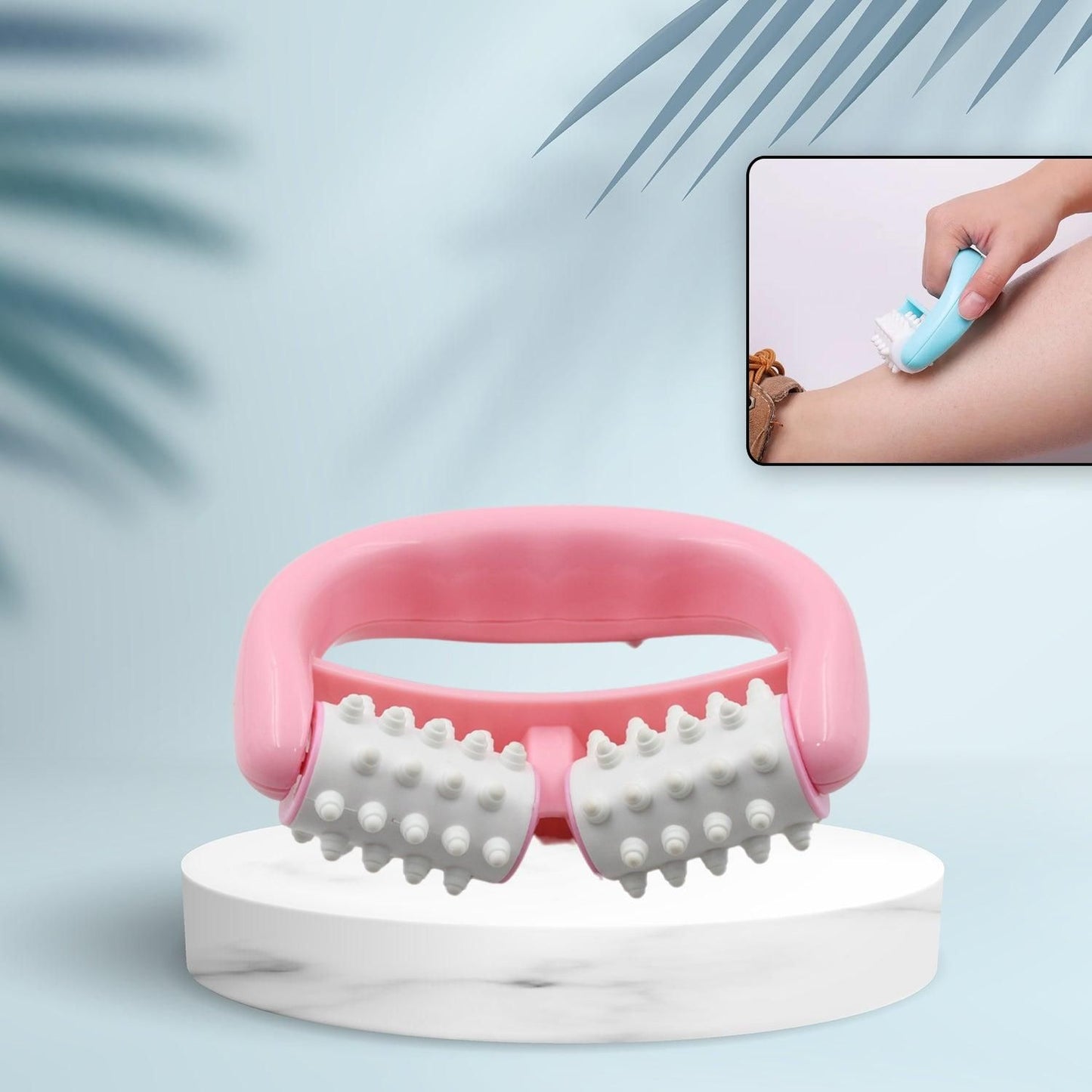 Manual Round Handle Plastic 2 Rollers Massage