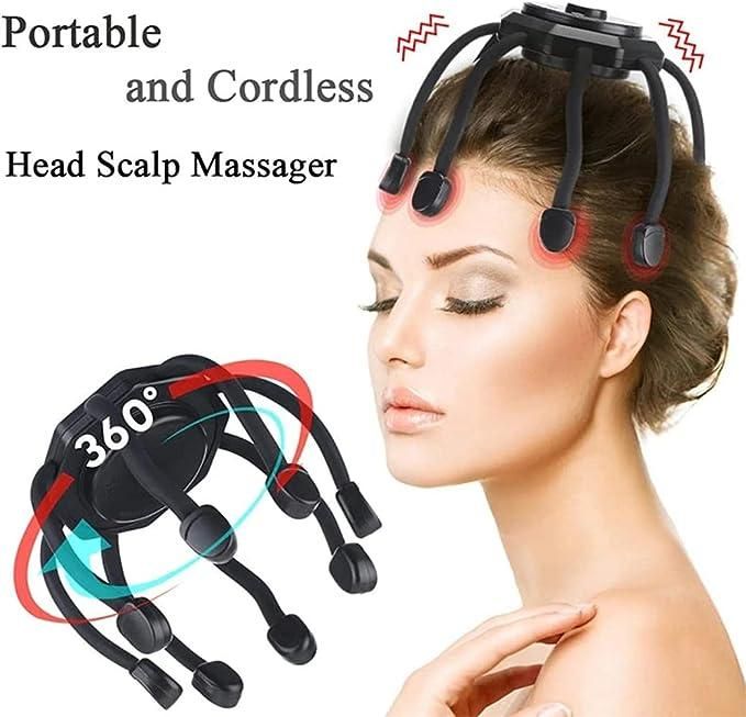 Portable Electric Ultra Scalp Massager for Stress Relief - 3 Modes, 360 Degree Head Massager (Black)