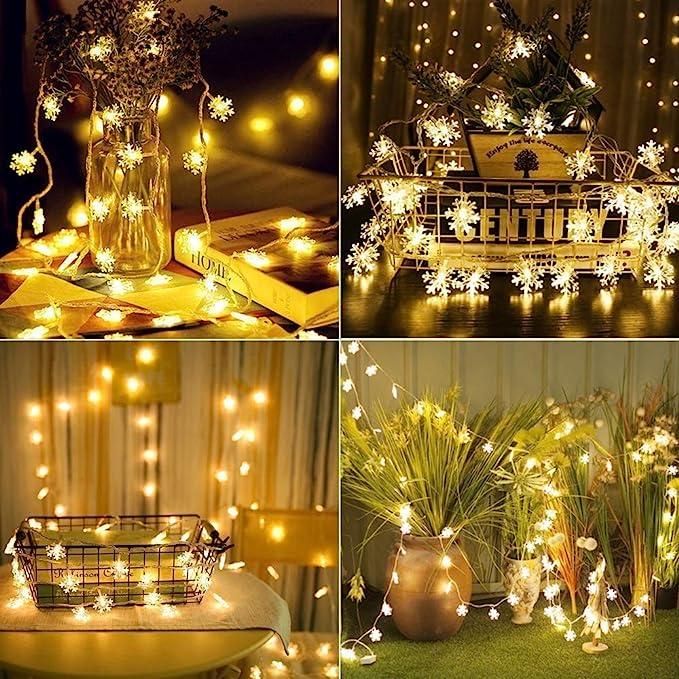 Waterproof Battery-Powered Snowflake Lights: 14 LED 3M Garden Fairy Lights