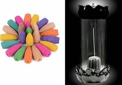 Ceramic Smoke Backflow Incense Burner Shivling Holder With 30 Cones
