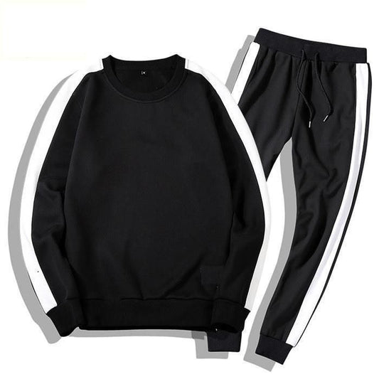 Cotton Solid Full Sleeves Tracksuit (Black)