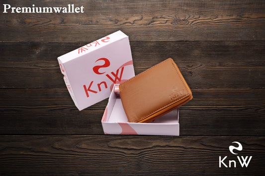 KnW Leather Wallet tan round zip