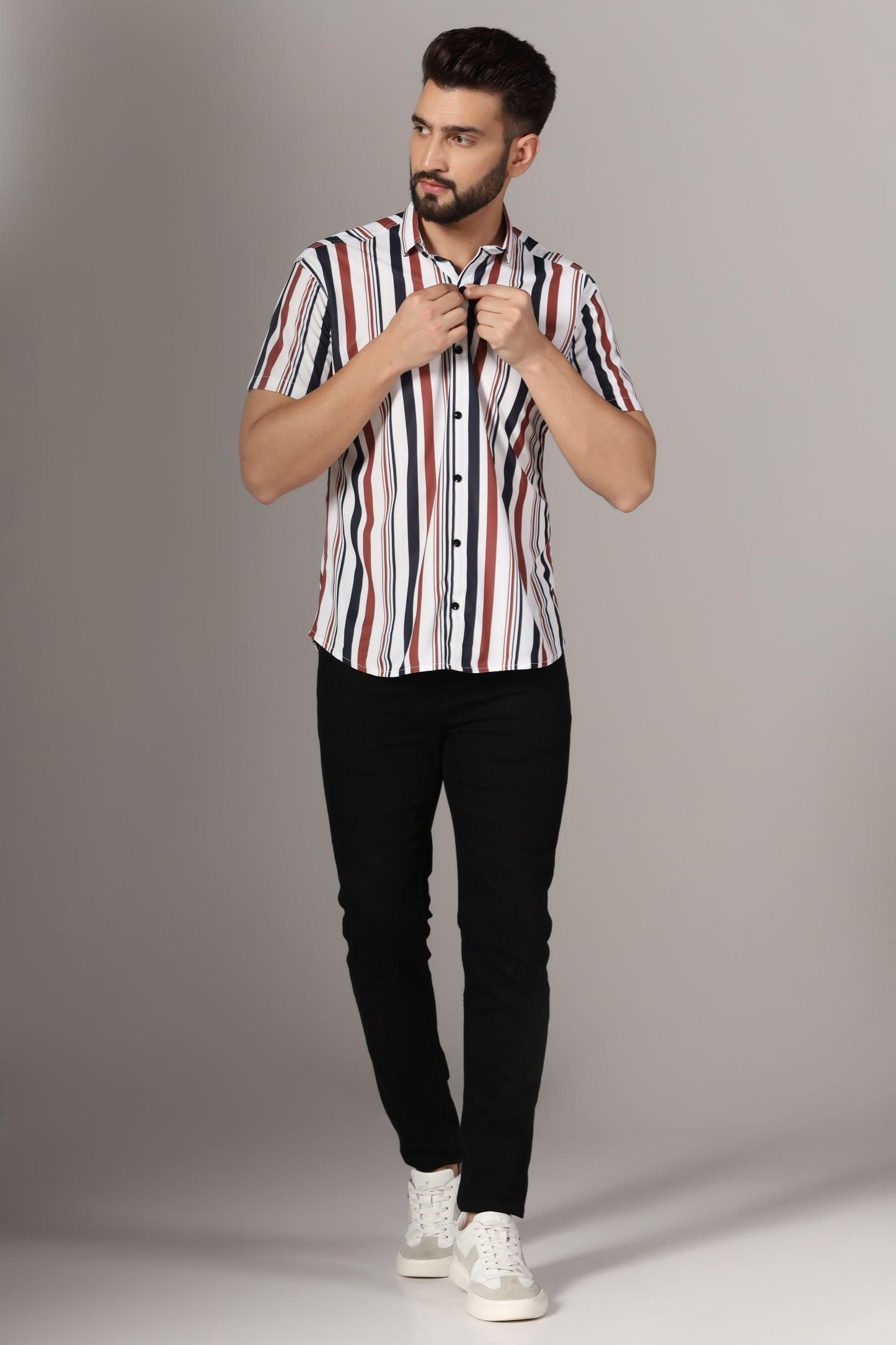 Lycra Printed half Sleeves Regular Fit Men's Casual Shirt