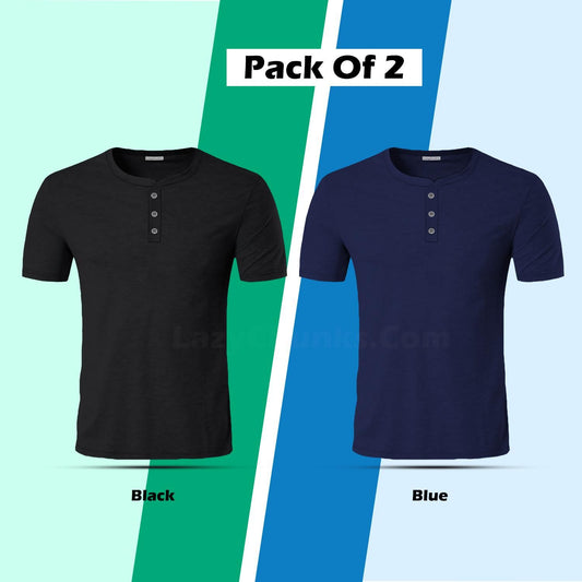 Cotton Solid Half Sleeves Men's T-Shirt (Pack Of 2)