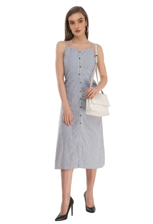 Women's Cotton Stripe Sleeveless Dress