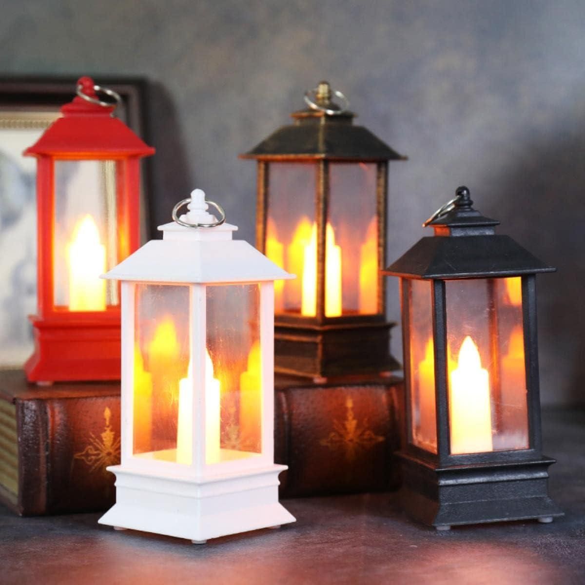 Pack of 3 Decorative Lanterns with Hanging LED Pillar Candles, Battery Operated