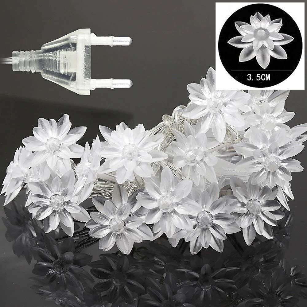 Warm White Decorative String Light with 14 LED Lotus Flower