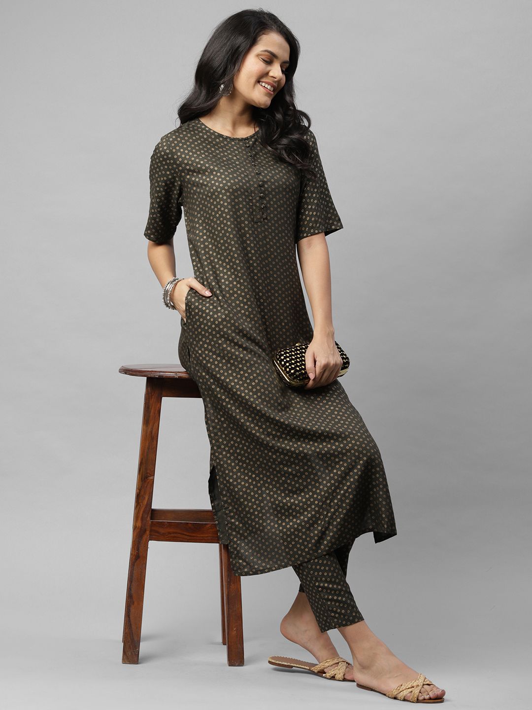 Rigo Printed Viscose Straight Kurti Pant Set