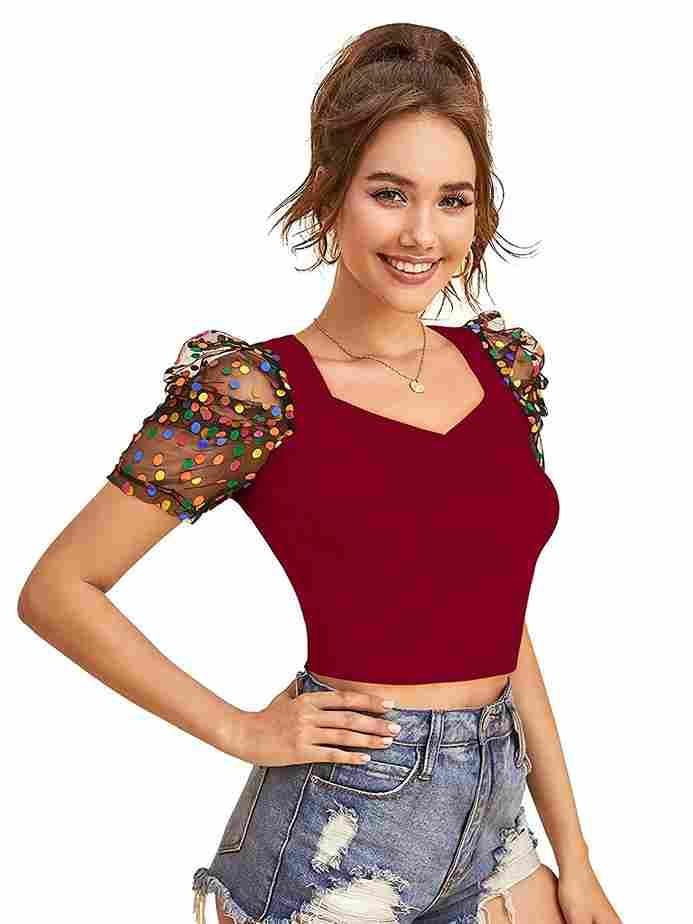 Women's Western Crop Top with Half Sleeves