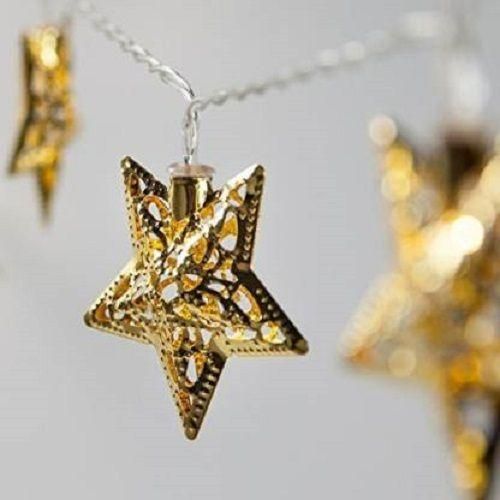 16 LED Golden Metal Star Copper String Fairy Light for Decoration - Warm White