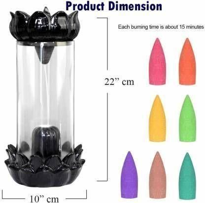 Ceramic Smoke Backflow Incense Burner Shivling Holder With 30 Cones