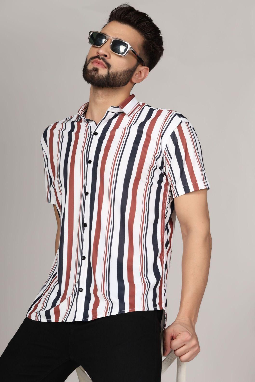 Lycra Printed half Sleeves Regular Fit Men's Casual Shirt