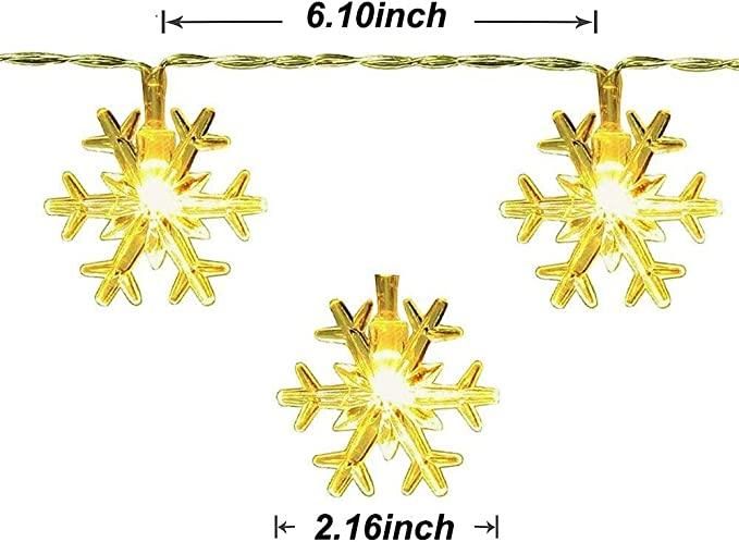 Waterproof Battery-Powered Snowflake Lights: 14 LED 3M Garden Fairy Lights