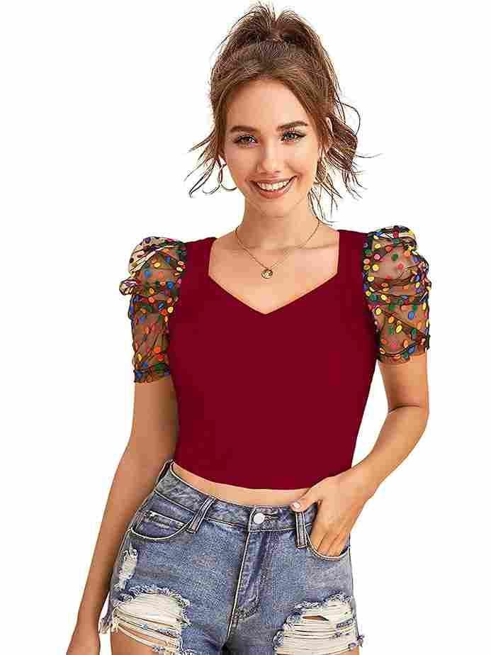 Women's Western Crop Top with Half Sleeves