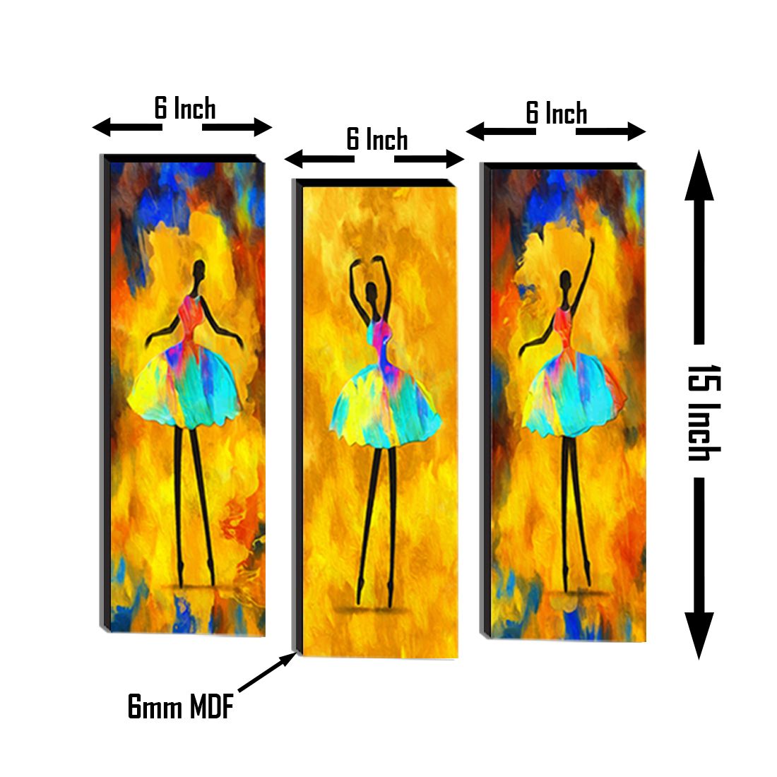 WallDaddy Wooden Painting Size (18x15)inch 6mm For Wall Design (Dancing Fairy)