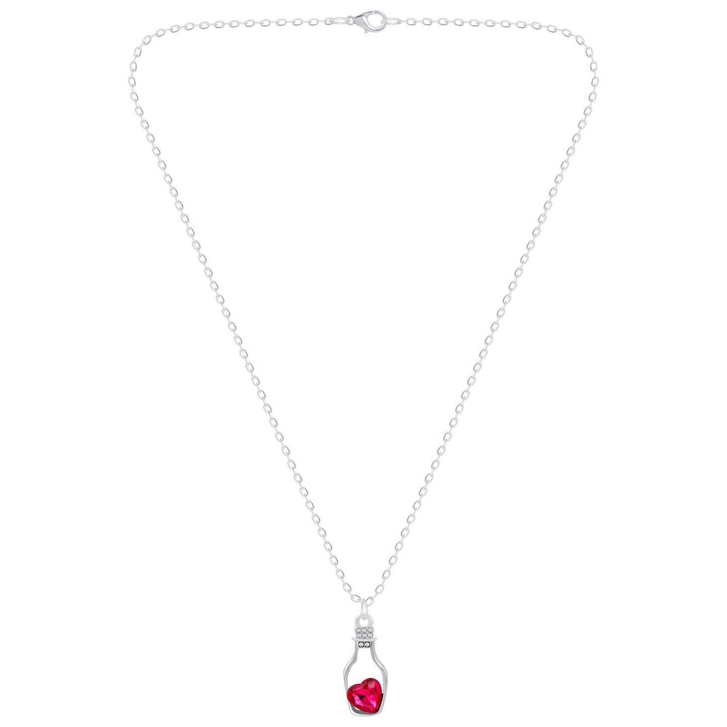 Love Heart Pink Crystal Diamond Stone Bottle Pendant