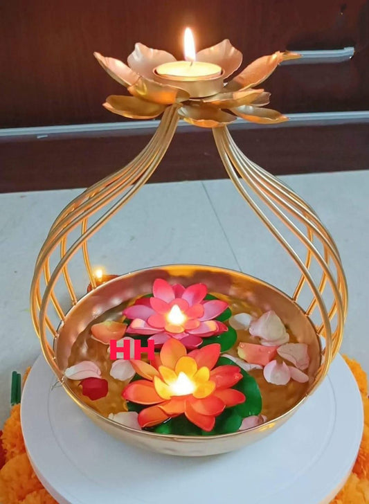 Tealight Candle Holder with Bowl Flower Design