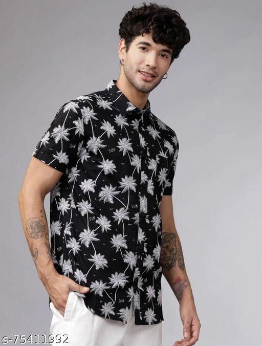 Rayon Printed Half Sleeves Regular Fit Men's Casual Shirt