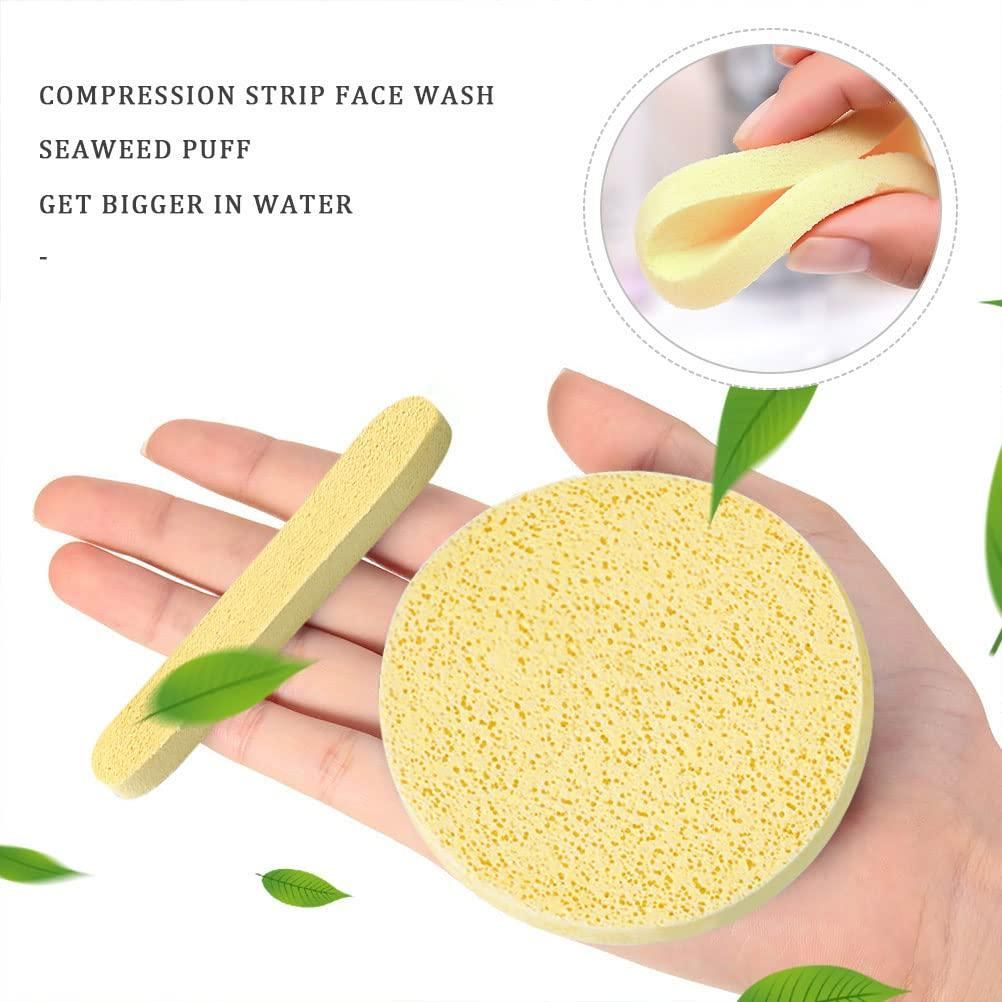 12-Piece Compressed Facial Sponge, Face Cleansing Sponges with Storage Container