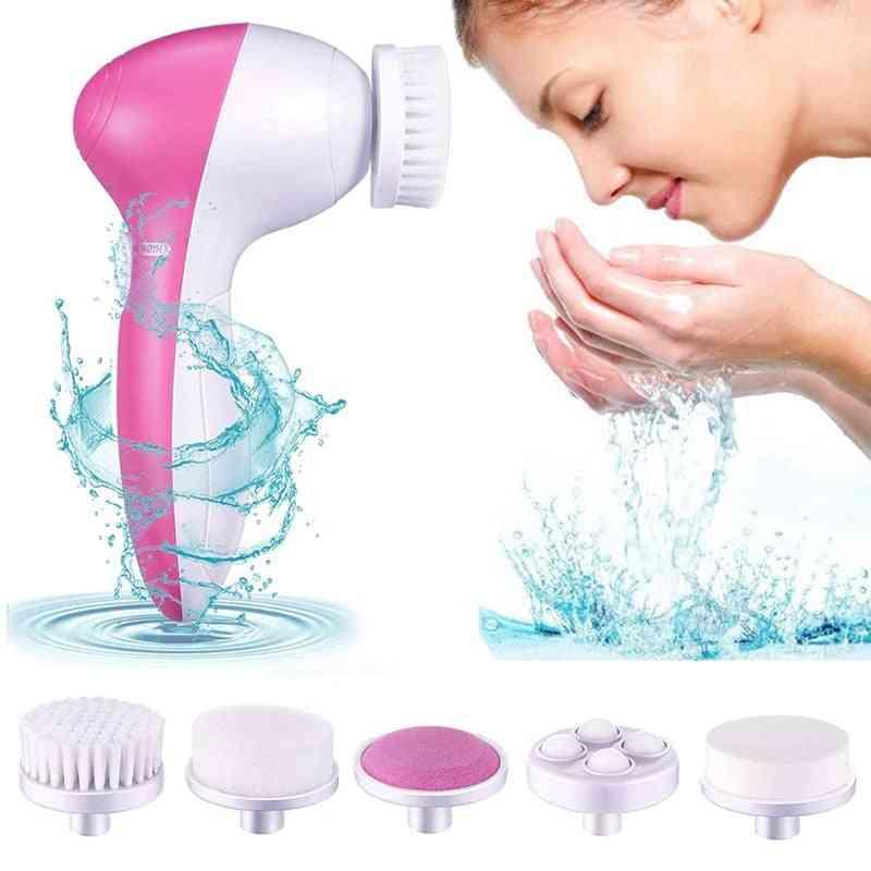 5 in 1 Portable Electric Facial Cleaner, Battery Powered Multifunctional Massager