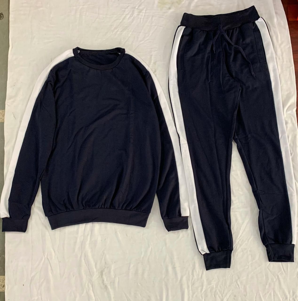 Cotton Solid Full Sleeves Tracksuit (Blue)