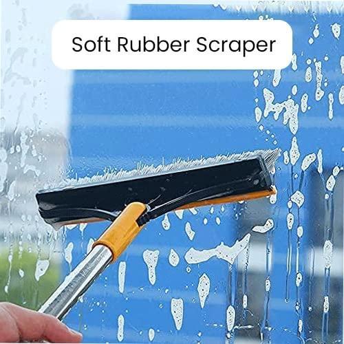 Premium Rotating Floor Cleaning Scrub Brush with Long Handle and Squeegee