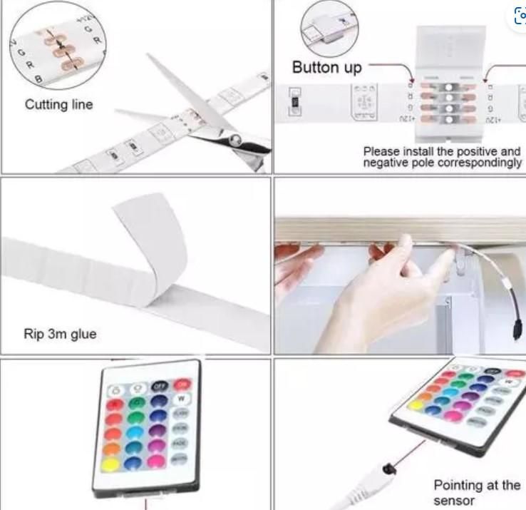 Waterproof RGB Color-Changing LED Light Strip with 16 Bright LEDs