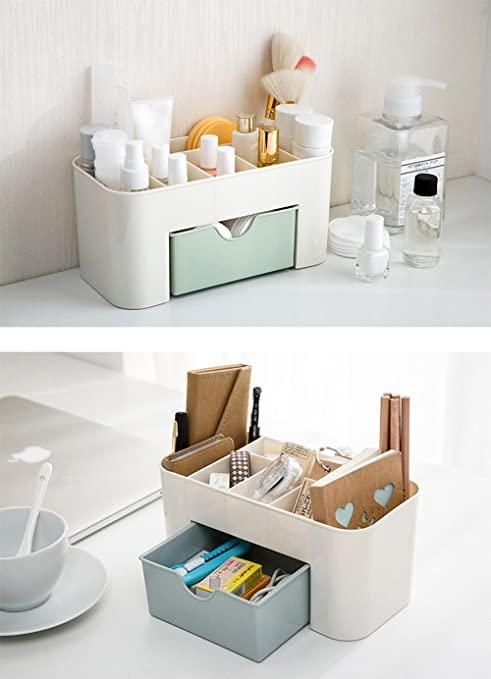 Multi-Functional Plastic Make Up Organizer Box with Desktop Table Organizer