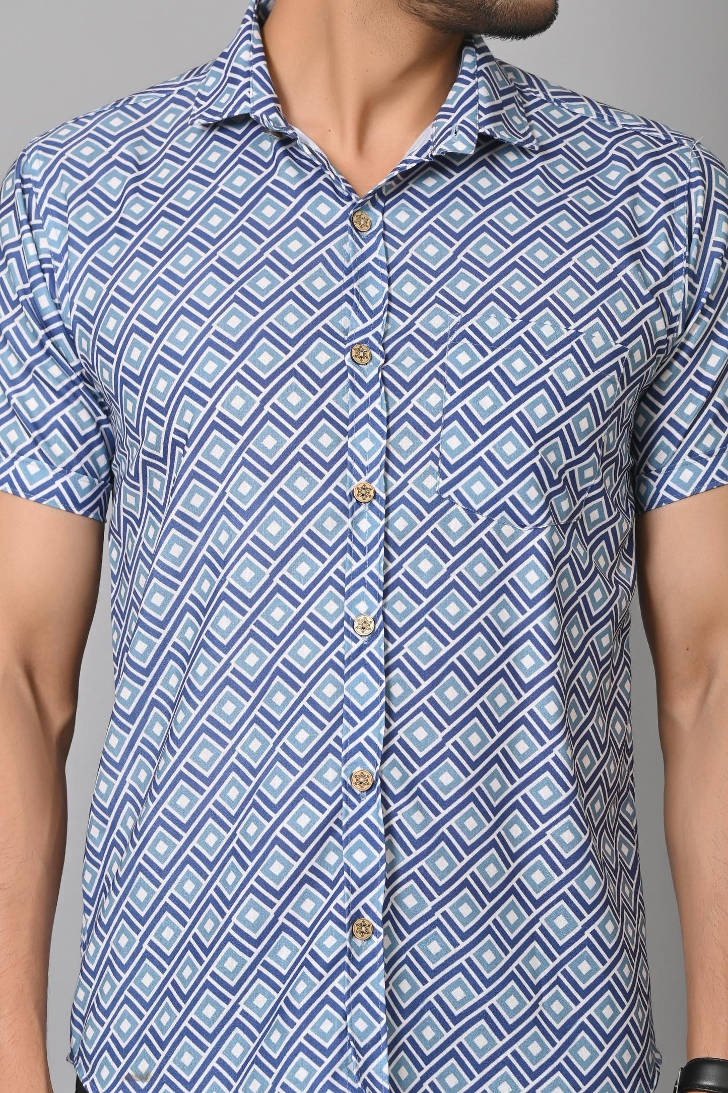 Gasperity Cotton Printed Half Sleeves Men's Casual Shirt