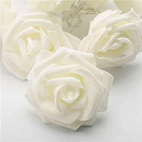 Rose Flower LED Serial String Lights - 10 Feet, 14 LED Rose Lights for Indoor and Outdoor Home Decoration (Warm White, Plug-in)