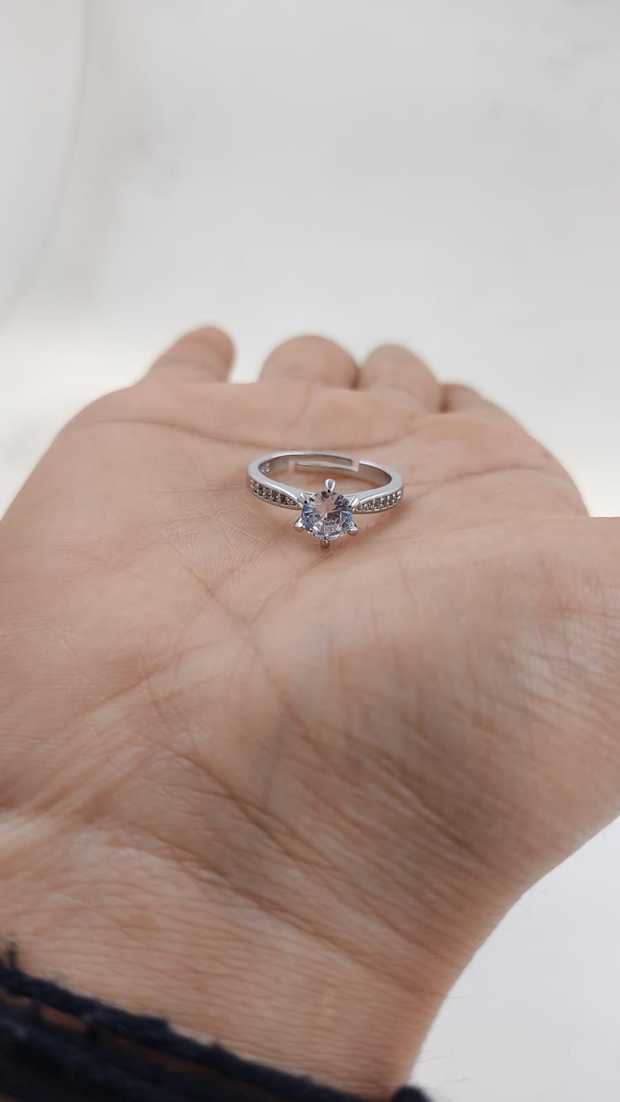 Stainless Steel Cubic Zirconia Silver Plated Ring